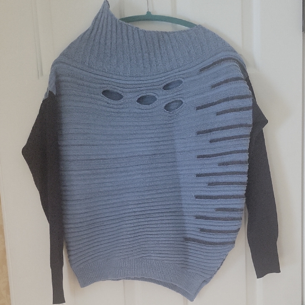 Oblique Creations two-tone, textured knit sweater